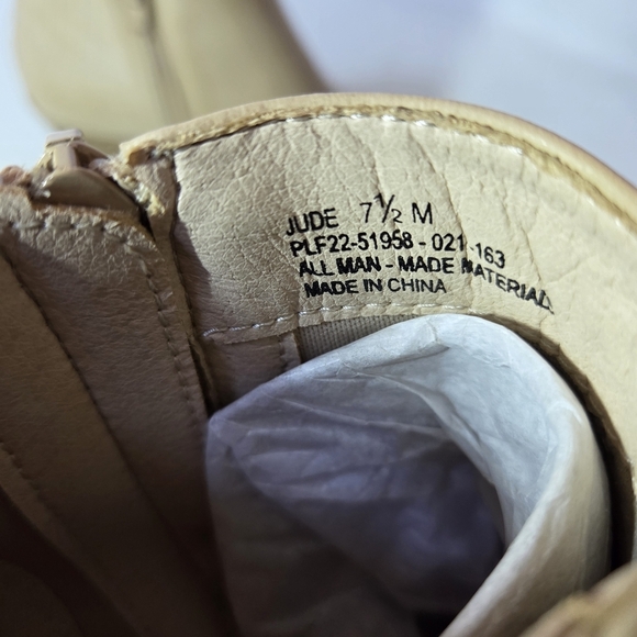 New Frye & Co Jude Ankle Beige Cream Boho Cowgirl Moto Biker Casual Boots Sz 7.5 - Picture 13 of 13